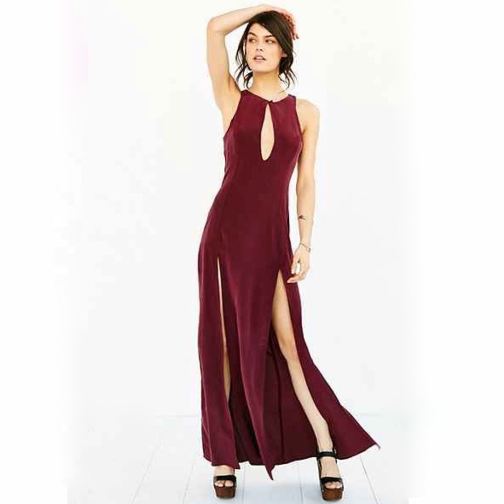 Stone Cold Fox Owen Gown, Silk, Plum, EUC
